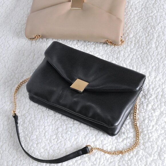 Vegan Leather Chain Shoulder Puffer Envelope Clutch for Women - Picture 5 of 7